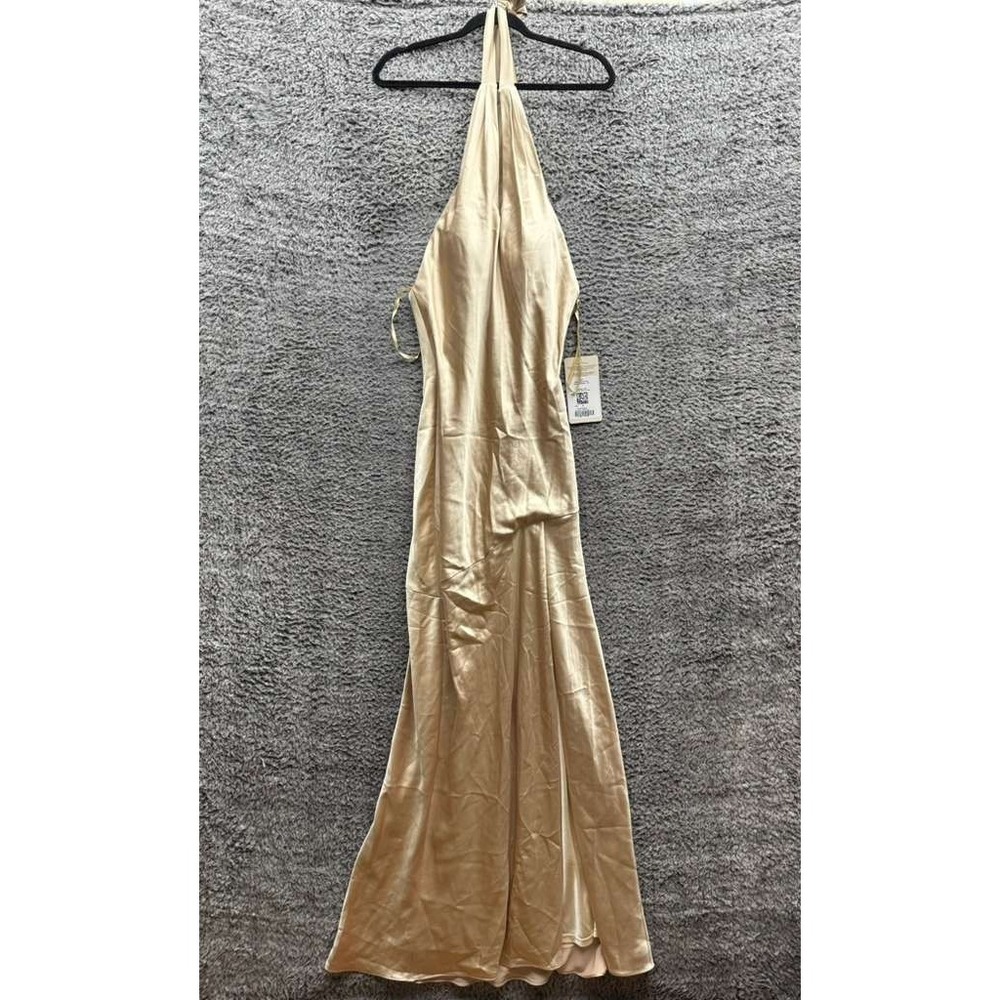 NWD Revelry Athena Satin Halter Neck Maxi Dress Gold Champagne Womens Size 4